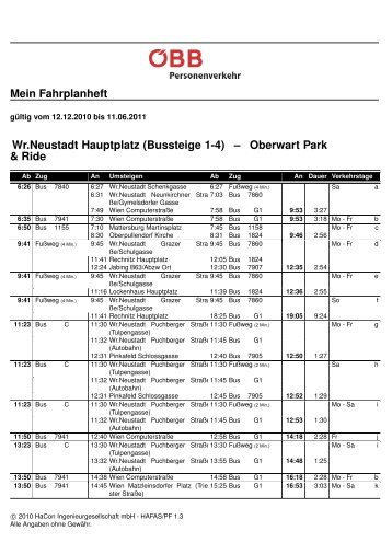 Mein Fahrplanheft Wr.NeustadtHauptplatz(Bussteige1-4) - Naturparke