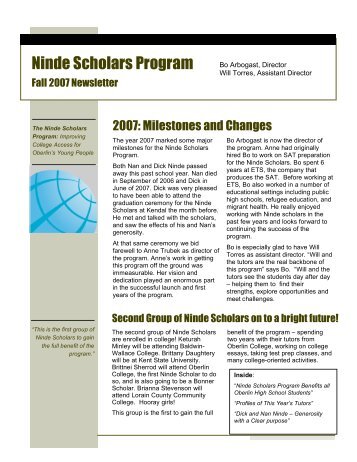 Ninde Scholars Program - Oberlin College