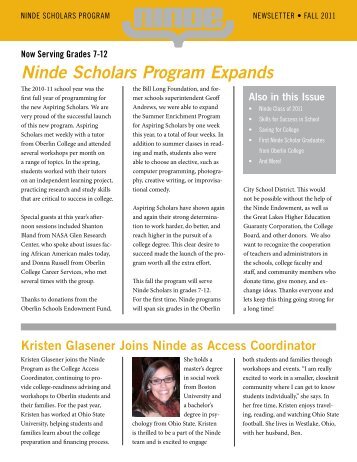 Ninde Scholars Program Expands - Oberlin College