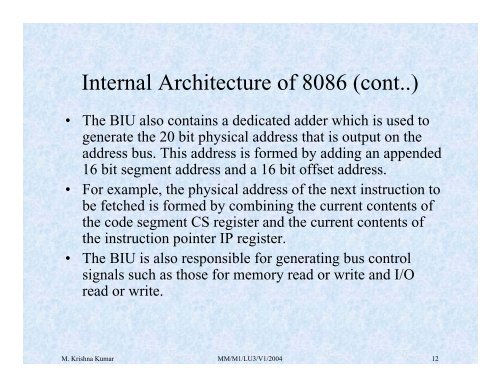 8086 Microprocessor (cont..) - nptel