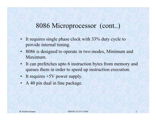 8086 Microprocessor (cont..) - nptel