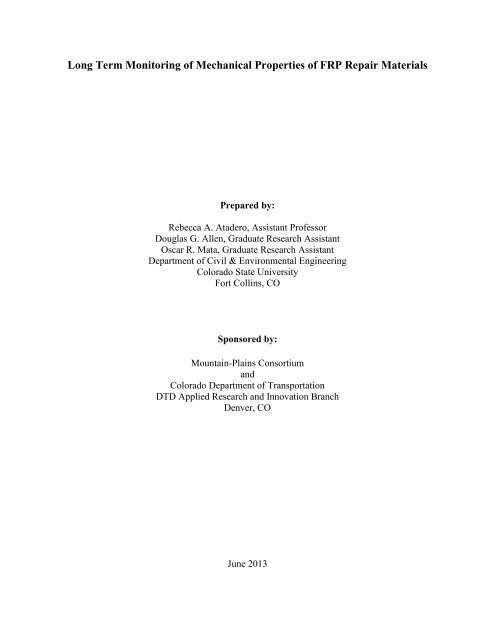 Long Term Monitoring of Mechanical Properties of FRP Repair ...