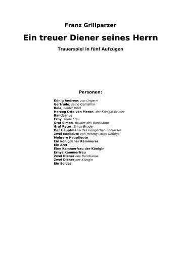 Franz Grillparzer Ein treuer Diener seines Herrn