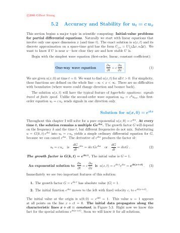 5.2 Accuracy and Stability for u t = cux