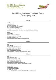 Empfohlene Hotels und Pensionen für die ÖGA Tagung 2010 - Boku