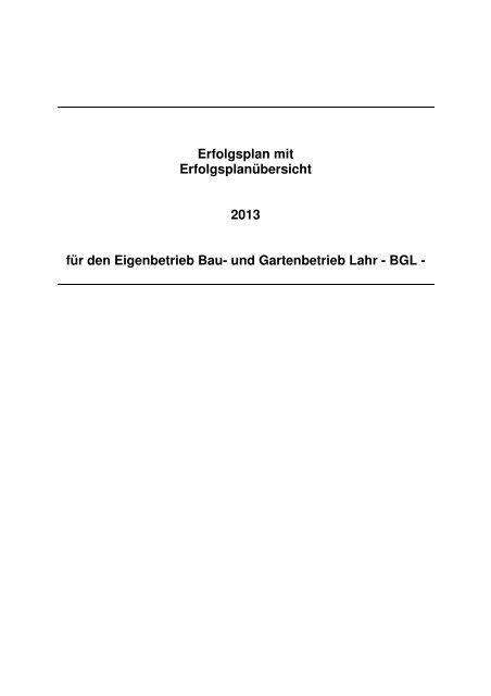 Wirtschaftsplan Eigenbetrieb Bau- und Gartenbetrieb ... - Stadt Lahr