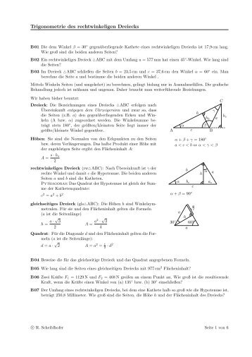 Trigonometrie des rechtwinkeligen Dreiecks - oeppi