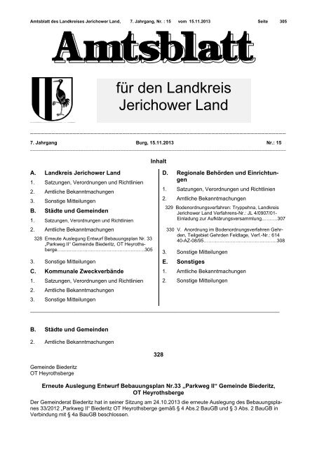 Amtsblatt Nr. 15-07-13 vom 15.11.2013 - Landkreis Jerichower Land