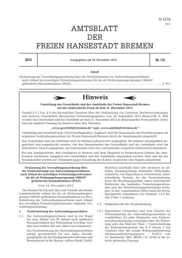 AMTSBLATT DER FREIEN HANSESTADT BREMEN - E-LIB