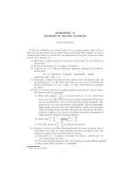 WORKSHEET 13 INVERSES OF SQUARE MATRICES In the last ...