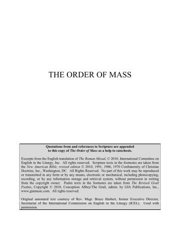 Order of Mass - United States Conference of Catholic Bishops