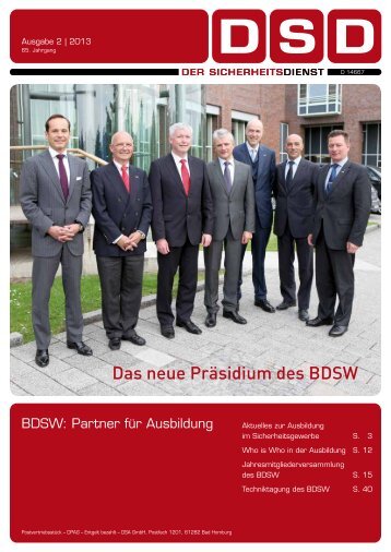 Das neue Präsidium des BDSW - BDGW