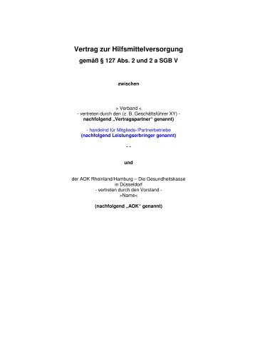 Vertrag zur Hilfsmittelversorgung - AOK-Gesundheitspartner