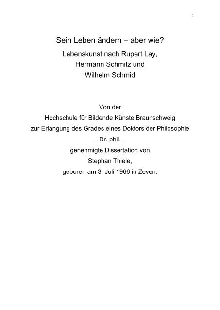 aber wie. Lebenskunst nach R.L., H.S. und W.S..pdf - OPUS ...