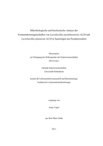 Mikrobiologische und biochemische Analyse der - OPUS ...