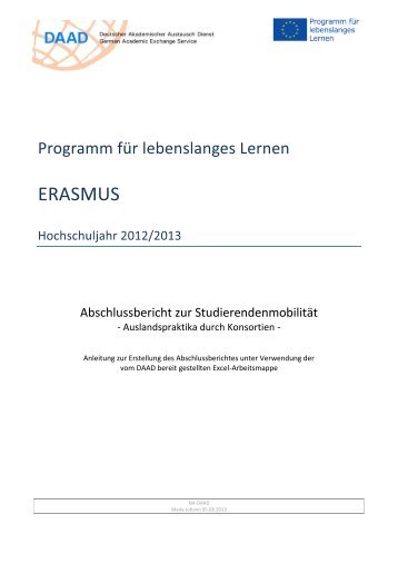 Anleitung zur Erstellung des Abschlussberichts 2012/13 - eu-DAAD
