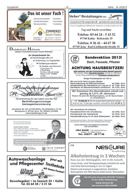 Kahlaer Nachrichten - Ausgabe Nr. 24 - 21. November 2013