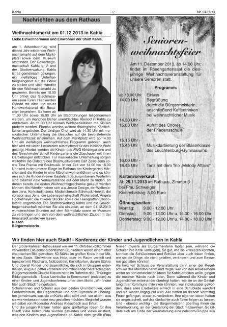 Kahlaer Nachrichten - Ausgabe Nr. 24 - 21. November 2013