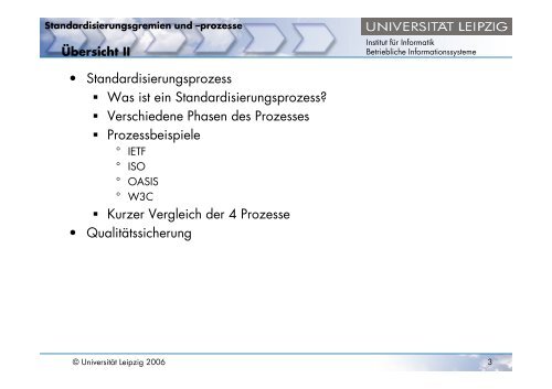 Standardisierungsgremien und -prozesse - OrViA - Universität Leipzig