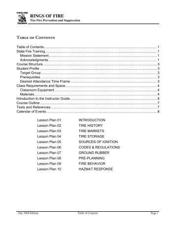 RINGS OF FIRE Table of Contents - Office of the State Fire Marshal