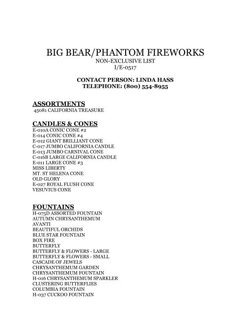 Safe & Sane Fireworks Book 2013 - Office of the State Fire Marshal