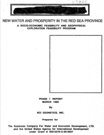 NEW WATER AND PROSPERlTbl N THE RED SEA PROVINCE