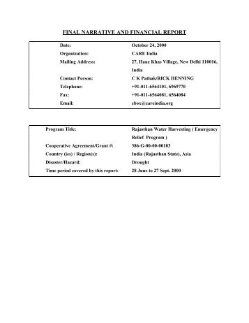 final narrative report research and