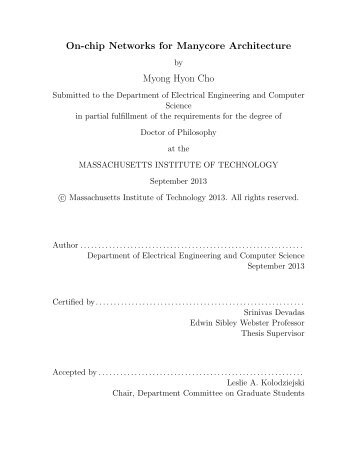 On-chip Networks for Manycore Architecture Myong ... - People - MIT