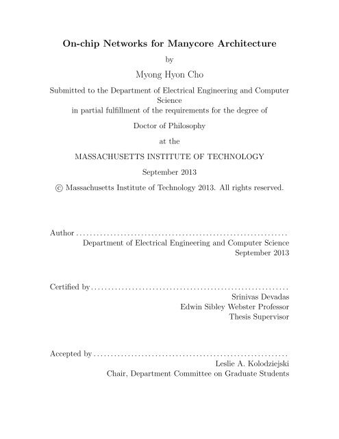 On-chip Networks for Manycore Architecture Myong ... - People - MIT