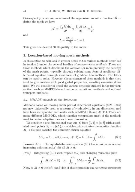 Adaptivity with moving grids