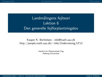 Landmålingens fejlteori Lektion 6 Den generelle fejlforplantningslov