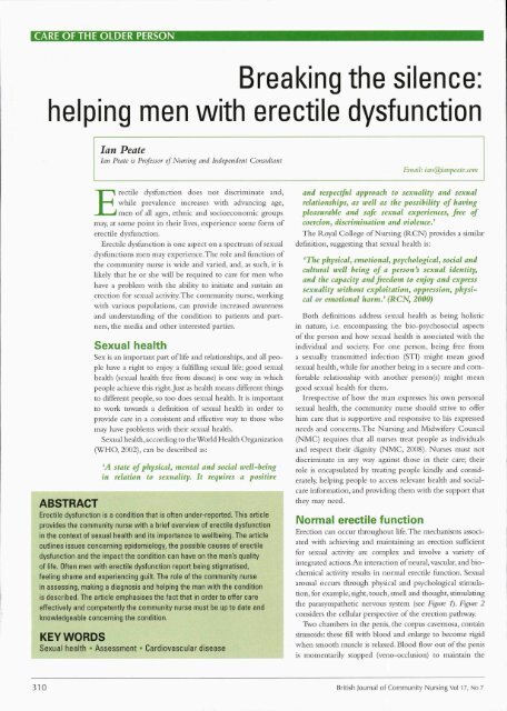 Breaking the silence: helping men with erectile dysfunction