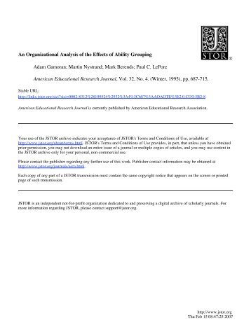 An Organizational Analysis of the Effects of Ability Grouping Adam ...