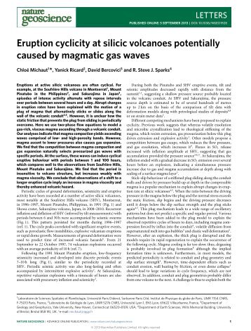 Eruption cyclicity at silicic volcanoes potentially caused by magmatic ...