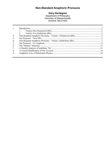 Non-Standard Anaphoric Pronouns - University of Massachusetts ...