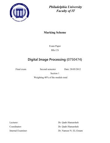 Philadelphia University Faculty of IT Digital Image Processing ...