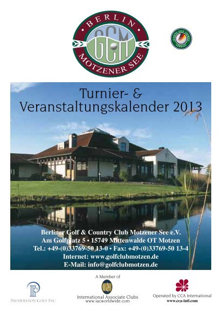 Turnier- & Veranstaltungskalender 2013 - Golfclub Motzen