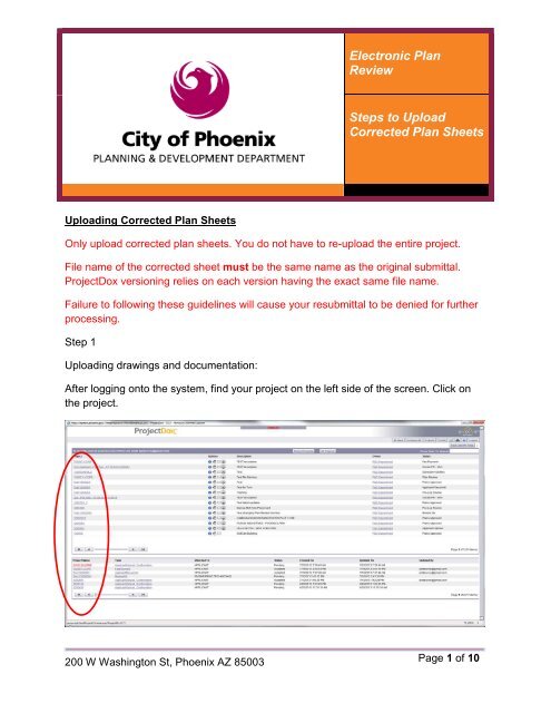 How to submit your corrected drawings - City of Phoenix