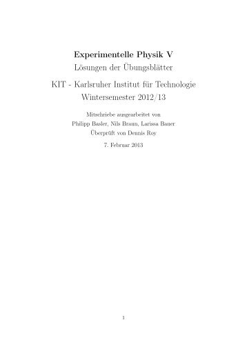 Karlsruher Institut für Technologie Wintersemester 2012/13