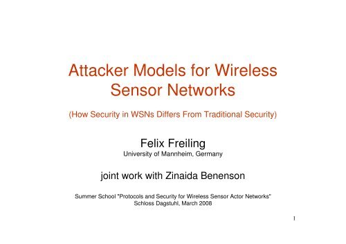 Attacker Models for Wireless Sensor Networks - Pi1