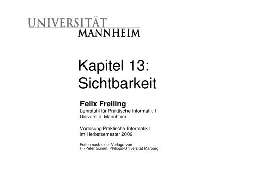 Kapitel 13: Sichtbarkeit - Pi1 - Universität Mannheim