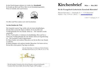 Kirchenbrief März – Mai 2013 für die Evangelisch ... - kirche-mv.de