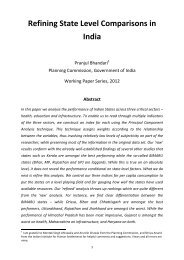 Refining State Level Comparisons in India - of Planning Commission