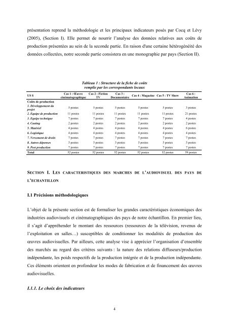 Les coûts de production des œuvres audiovisuelles Etude ... - Unesco