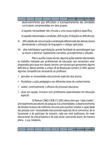 RECURSOS PEDAGÓGICOS ADAPTADOS - Ministério da Educação