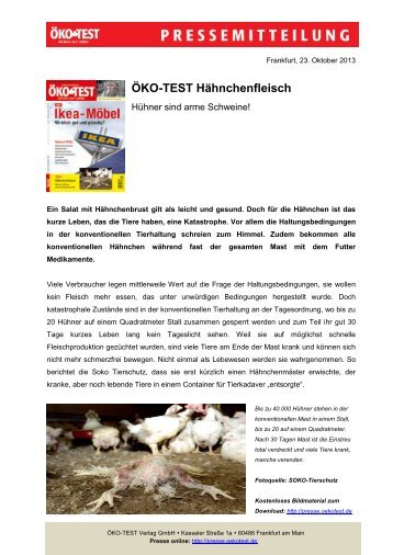 ÖKO-TEST Hähnchenfleisch - Presse