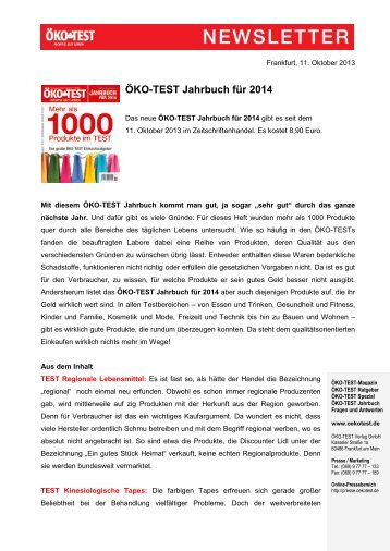 ÖKO-TEST Jahrbuch für 2014 - Presse