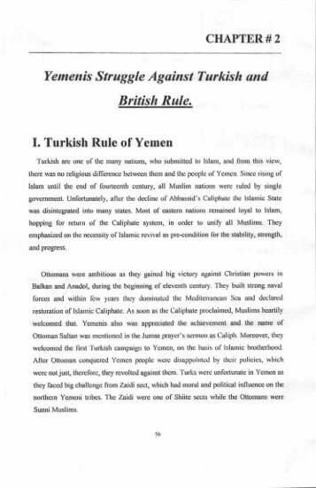Yemenis Struggle Aguinst Turkish and British Rule.