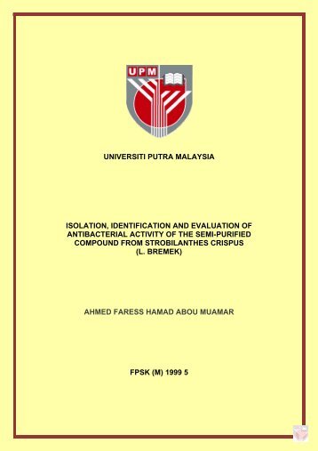 universiti putra malaysia isolation, identification and evaluation of ...