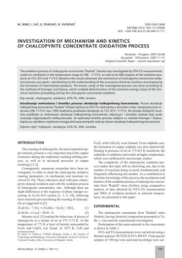 investigation of mechanism and kinetics of chalcopyrite concentrate ...